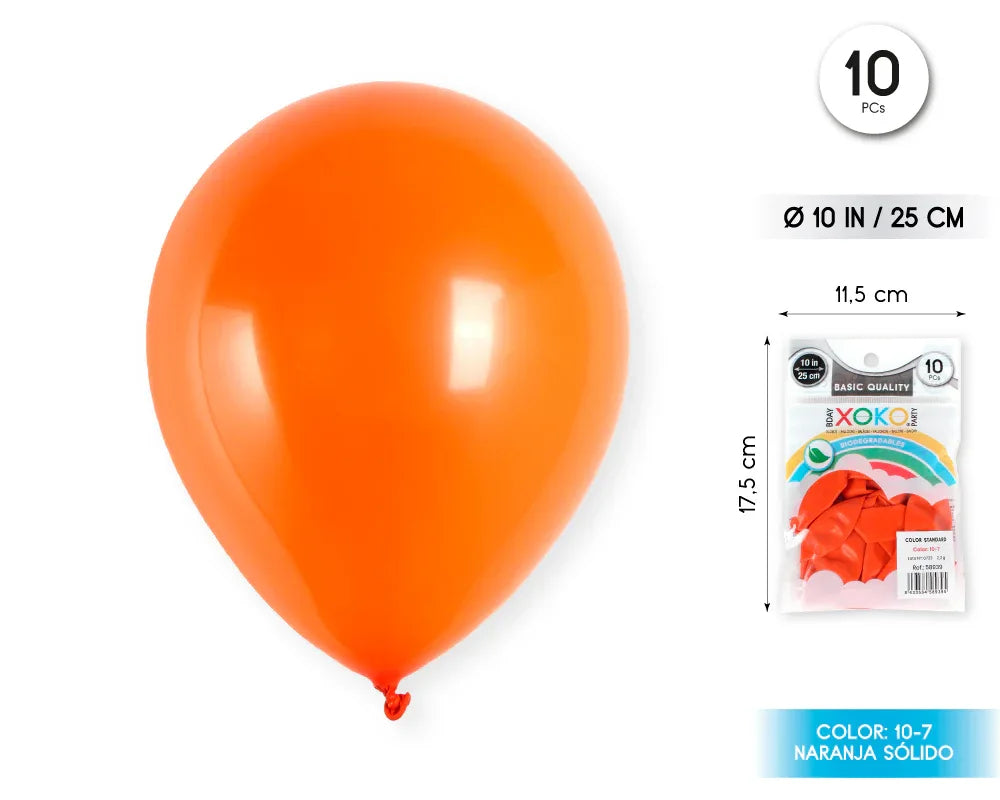 GLOBOS 10PC 2.2G 25CM NARANJA - yupiparty