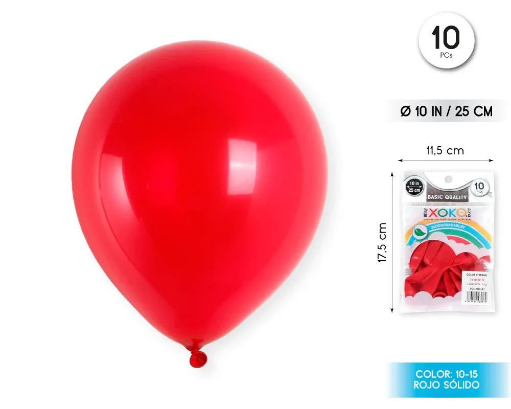 GLOBOS 10PC 2.2G 25CM ROJO - yupiparty