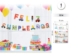 GUIRNALDA FELIZ CUMPLEAÑOS COCHES - yupiparty