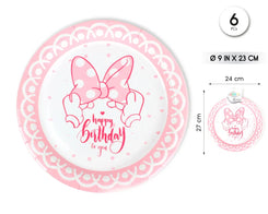 PLATO 23CM PINK LADY 6PCS - yupiparty