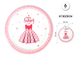 PLATO 18CM PINK LADY 6PCS - yupiparty