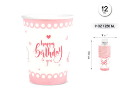 VASO 9OZ/250ML PINK LADY 12PCS - yupiparty
