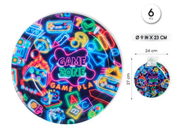 PLATO 23CM GAME 6PCS - yupiparty