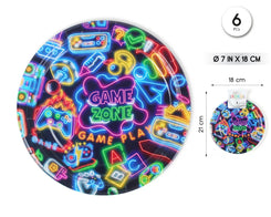 PLATO 18CM GAME 6PCS - yupiparty