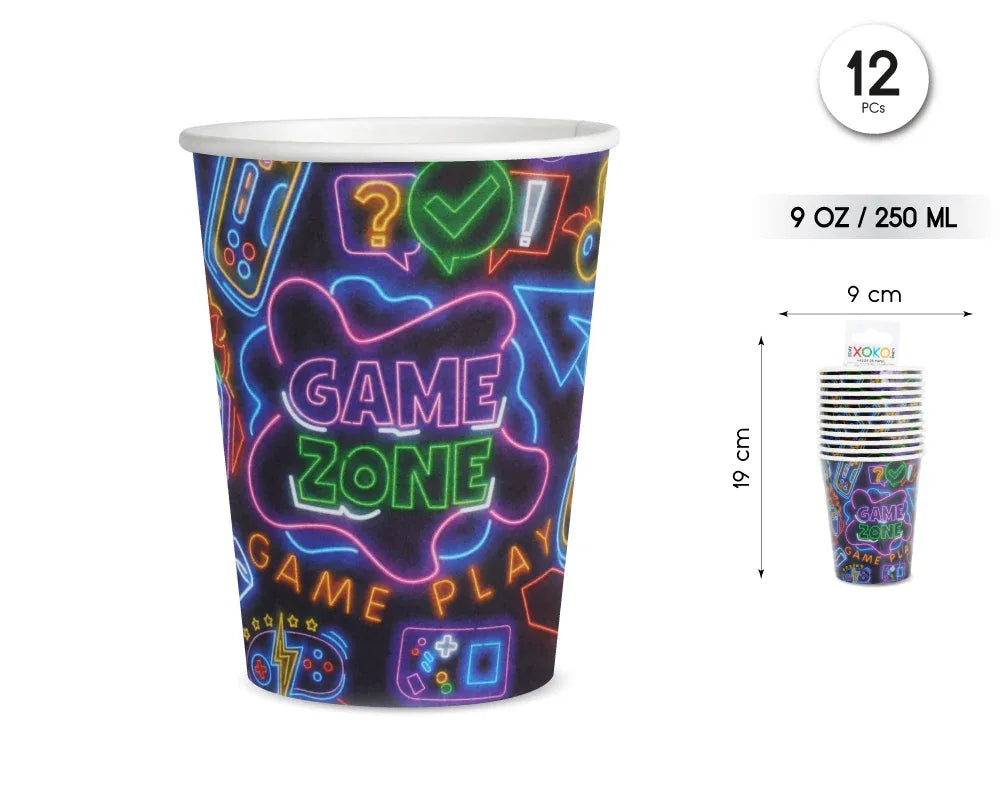 VASO 9OZ/250ML GAME 12PCS - yupiparty