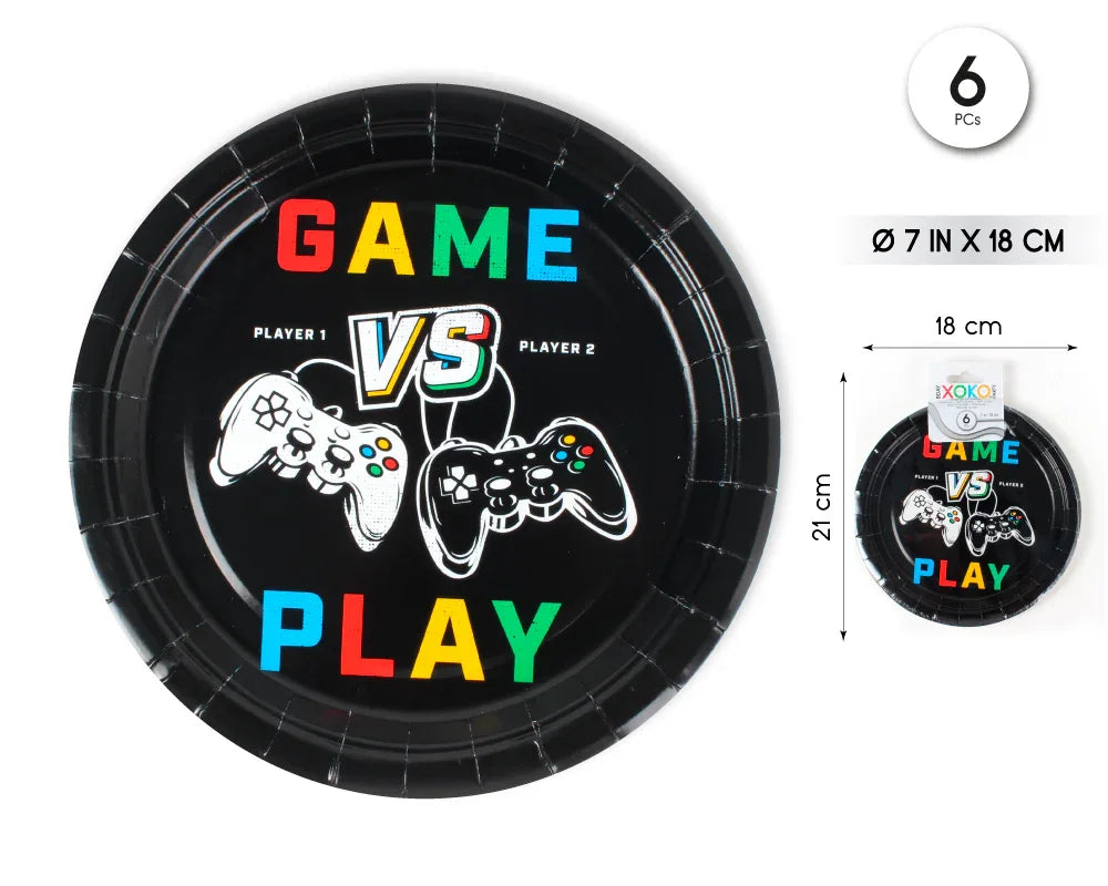 PLATO 18CM GAME 6PCS - yupiparty