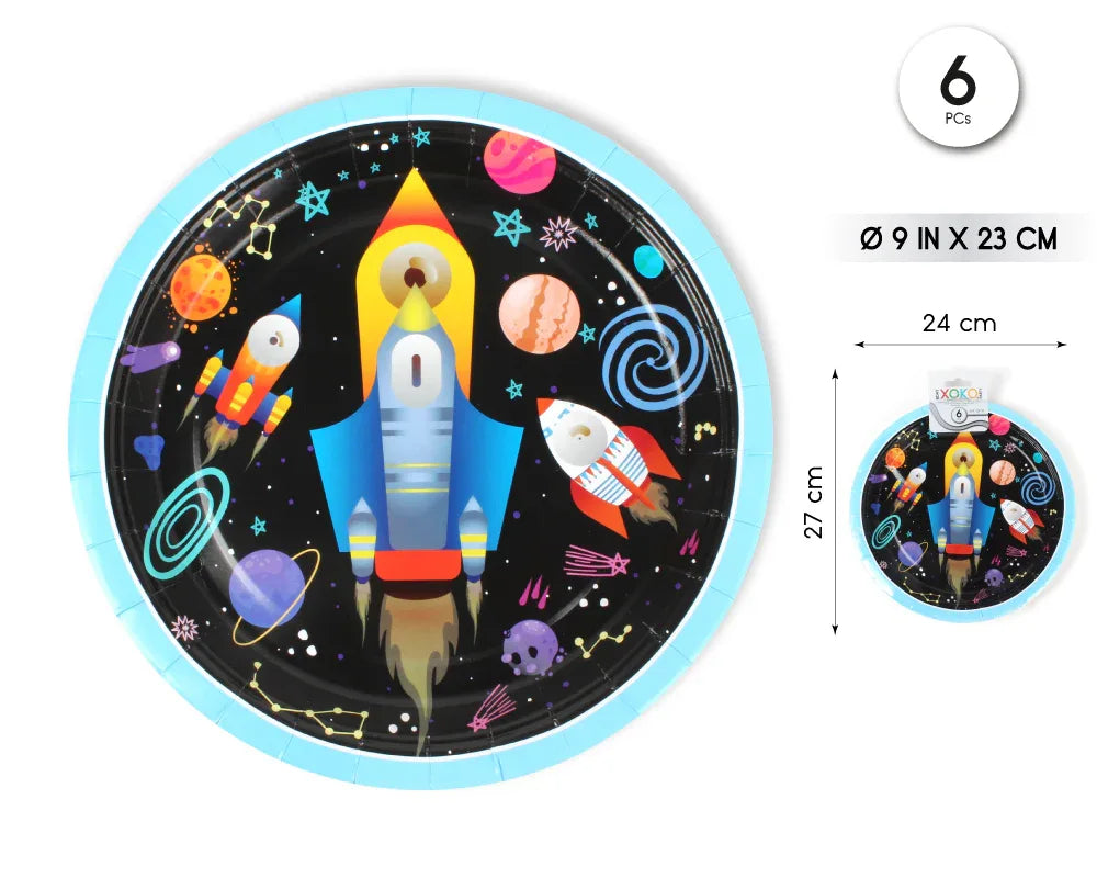 PLATO 23CM ESPACIO 6PCS - yupiparty