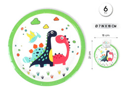 PLATO 18CM DINO 6PCS - yupiparty