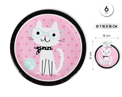 PLATO 18CM GATO 6PCS - yupiparty