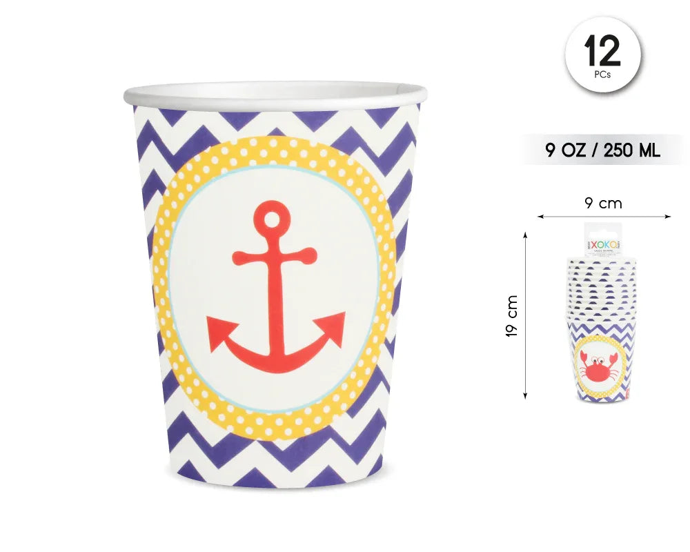 VASO 9OZ/250ML MARITIMO 12PCS - yupiparty