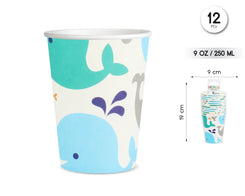 VASO 90Z/250ML BALLENA 12PCS - yupiparty
