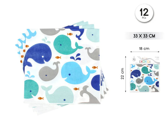 SERVILLETA BALLENA 12 PCS - yupiparty