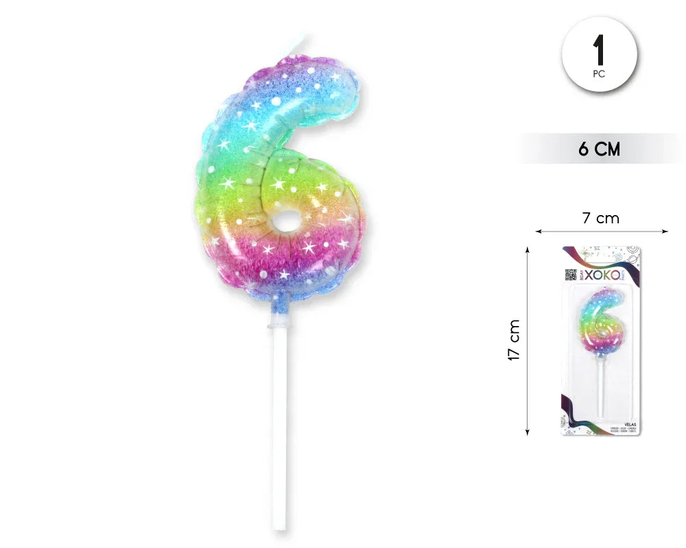 VELA 6CM GLOBO MACARON 6 - yupiparty