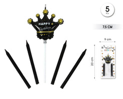 SET VELA 5PC CORONA ORO - yupiparty