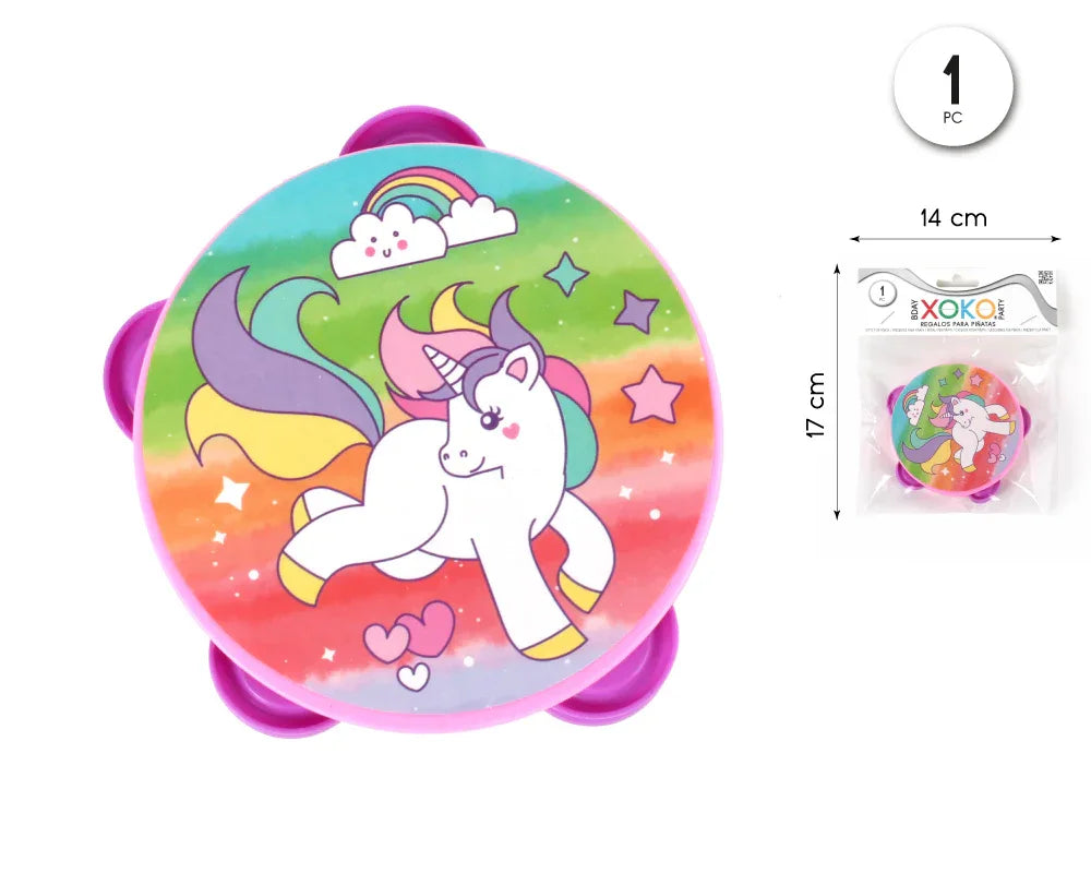 PACK MINI PANDERETA UNICORN 1PC - yupiparty