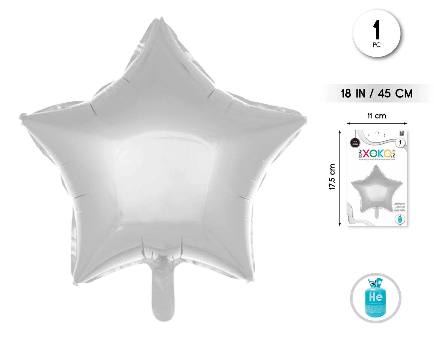 GLOBO FOIL ESTRELLA 18 PUL PLATA 1PC - yupiparty
