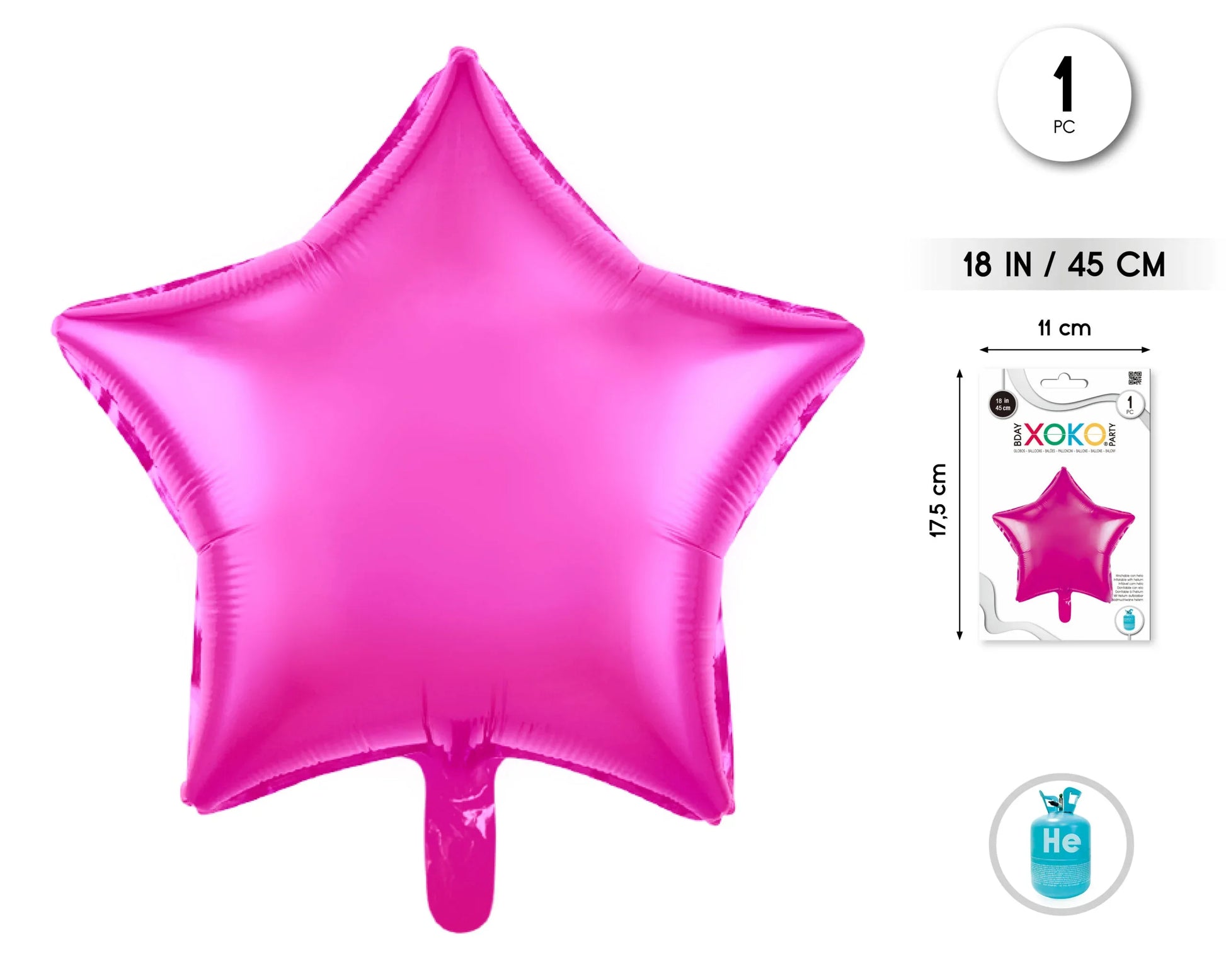 GLOBO FOIL ESTRELLA 18 PUL FUCSIA 1PC - yupiparty