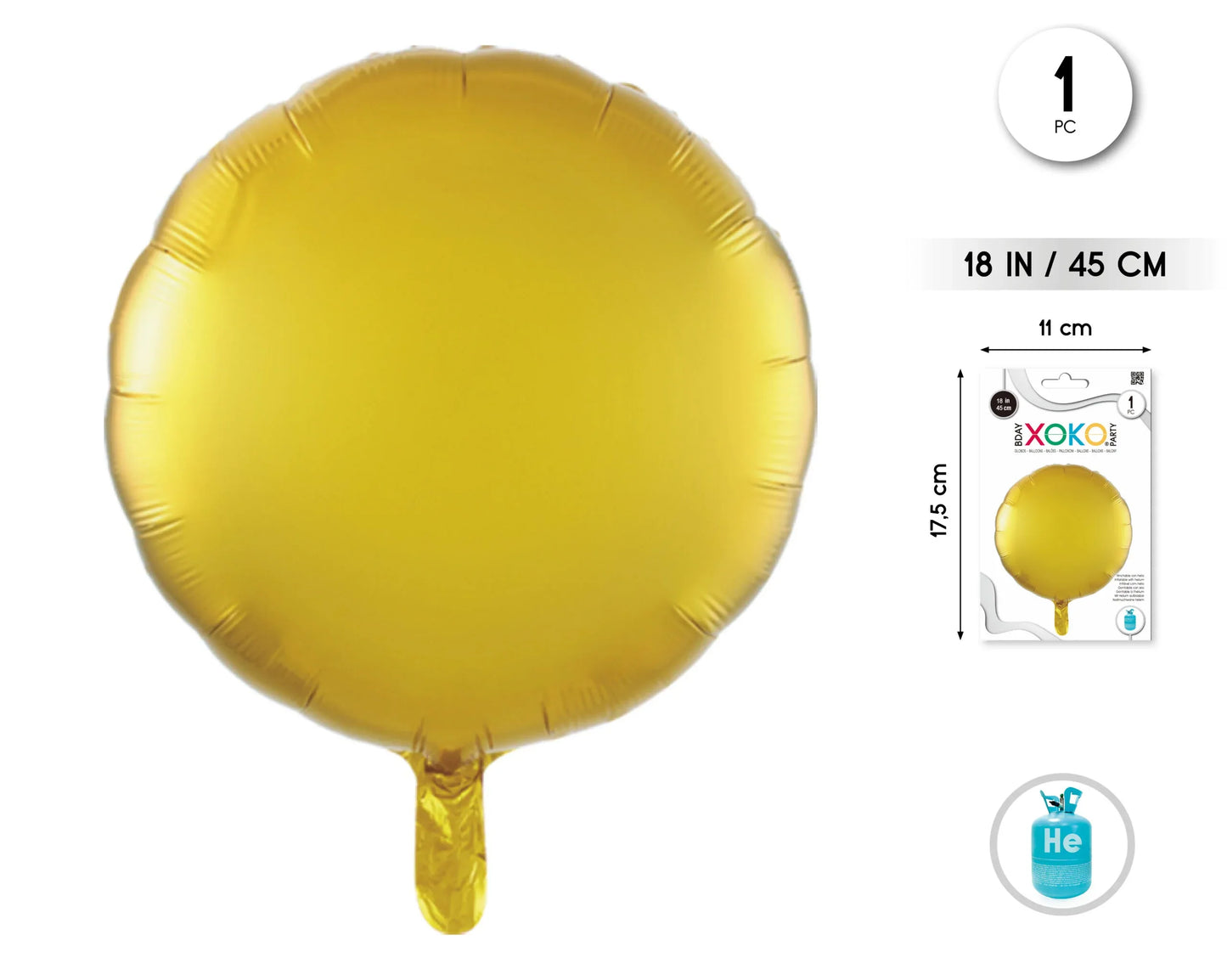 GLOBO FOIL REDONDO 18PUL ORO 1PC - yupiparty