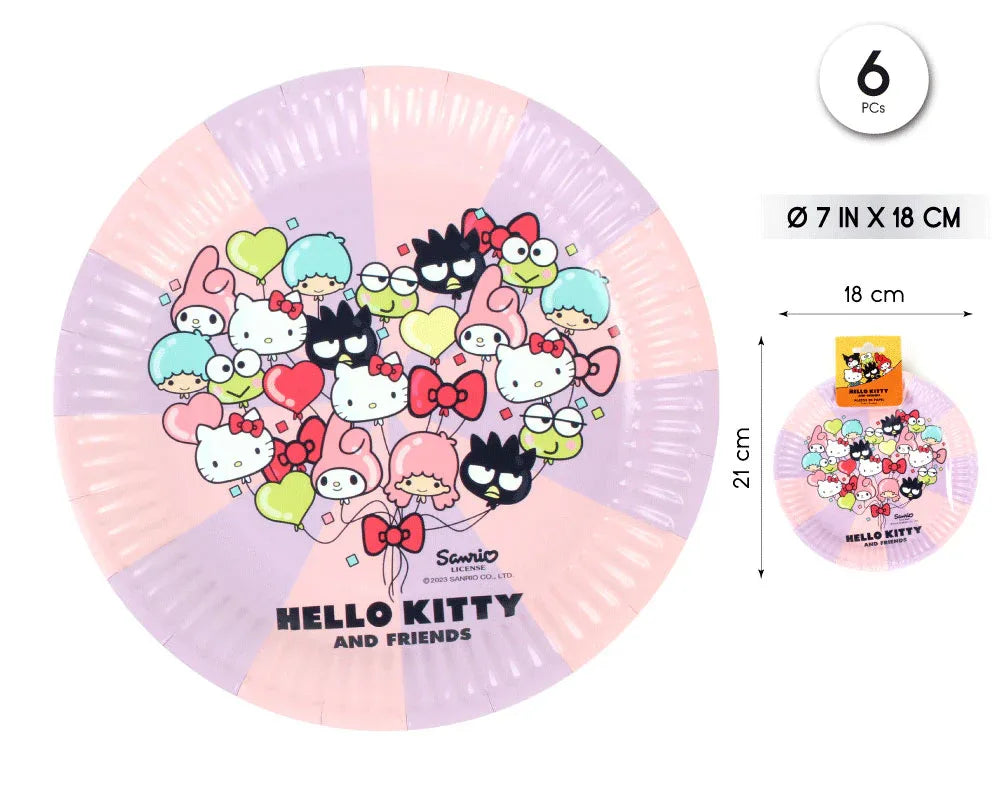 PLATO 18CM HELLO KITTY AF PINK 6PCS - yupiparty