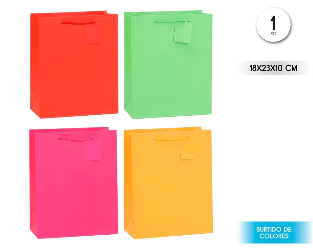 BOLSA REGALO COLORES NEON 18*23*10 - yupiparty