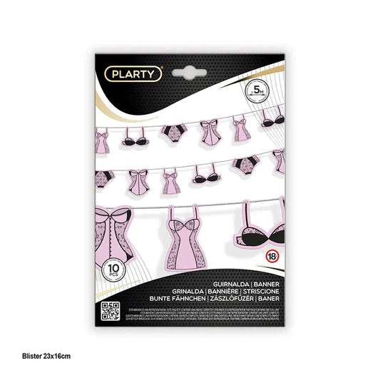 PLARTY-GUIRNALDA LENCERIA ROSA/NEGRO - yupiparty