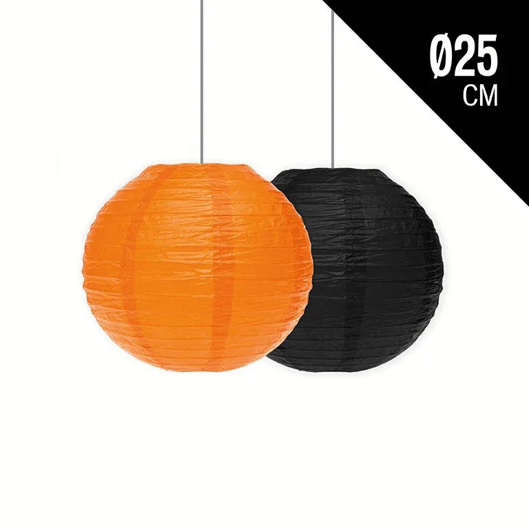 (H) LÁMPARA PAPEL ESFERA NARANJA Y NEGRO SURTIDO E - yupiparty