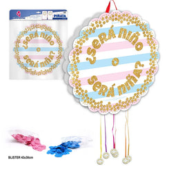 PIÑATA+CONFETI PURPURI. SERA NIÑO o NIÑA - yupiparty