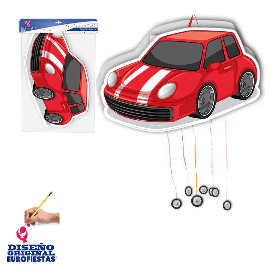 PIÑATA FORMA COCHE ROJO - yupiparty