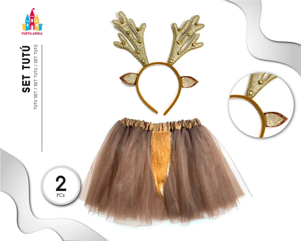 SET TUTU DIADEMA COLA RENO - yupiparty