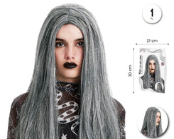 PELUCA LISA GRIS LARGA - yupiparty