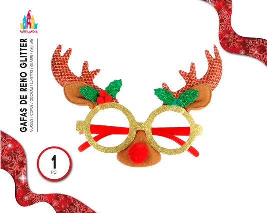 GAFAS DE RENO GLITTER - yupiparty