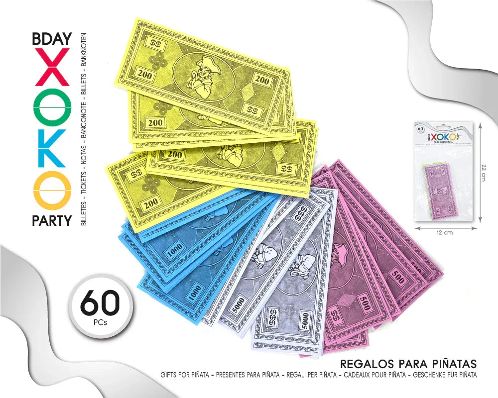PACK BILLETE PIRATA 60PC - yupiparty