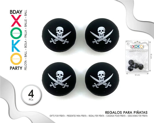 PACK PELOTA REBOTA PIRATA 4PC - yupiparty