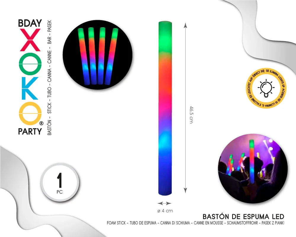 BASTON DE ESPUMA LED - yupiparty