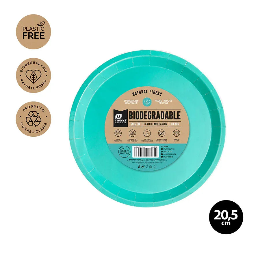 PLATO LLANO BIODEGRAD. MINT 20,5CM CARTo - yupiparty