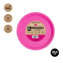 PLATO LLANO BIODEGRAD. ROSA 20,5CM CARTO - yupiparty