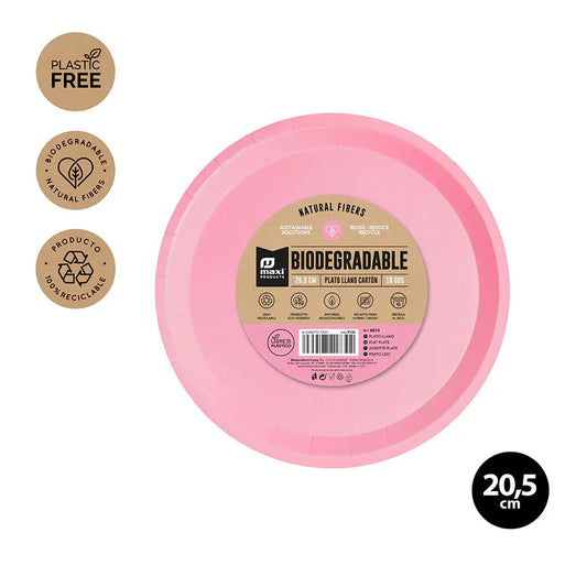 PLATO LLANO BIOD. ROSA PASTEL 20,5CM CAR - yupiparty