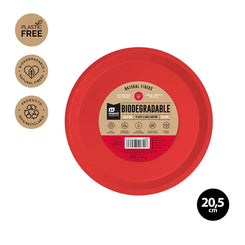 PLATO LLANO BIODEGRAD. ROJO 20,5CM CARTO - yupiparty