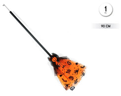 ESCOBA BRUJA TUL NARANJA 90CM - yupiparty