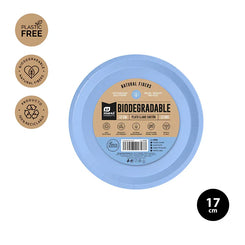 PLATO LLANO BIODE. AZUL PASTEL 17CM CART - yupiparty