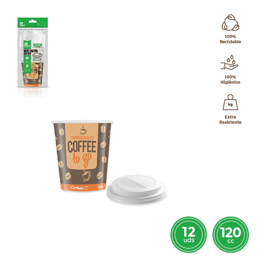 VASO CARTON TAPA DRINK COFFEE TO GO 120C - yupiparty