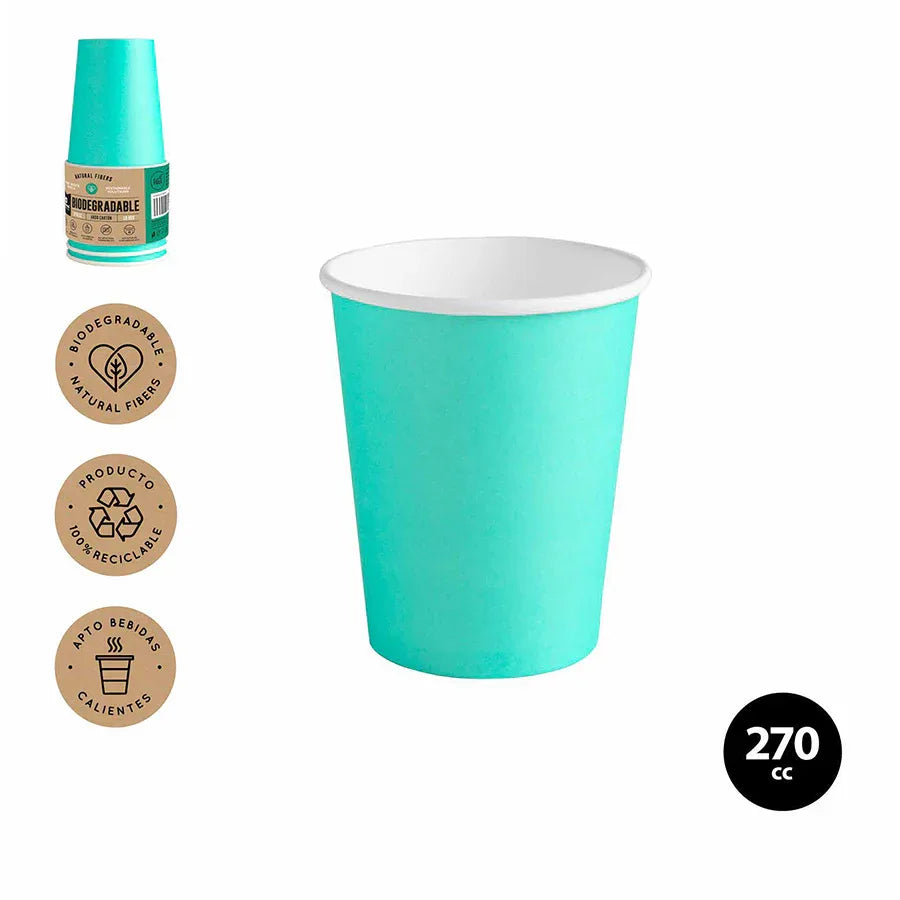 VASO CARTON MINT 270CC (9OZ) 10 UDS - yupiparty