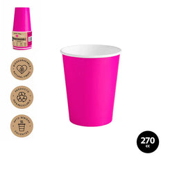 VASO CARTON ROSA 270CC (9OZ) 10 UDS - yupiparty