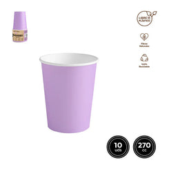 VASO CARTON LAVANDA 270CC (9OZ) 10 UDS - yupiparty