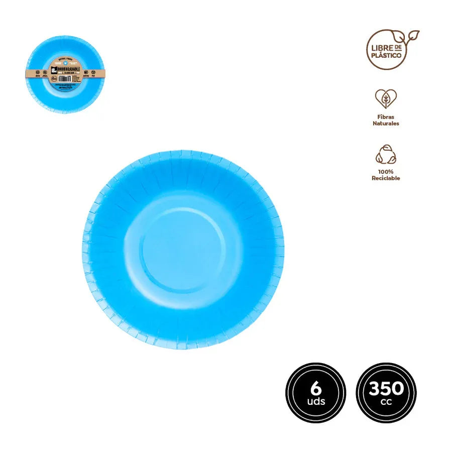 Bol Redondo Biodegradable Azul 350Cc Car - yupiparty