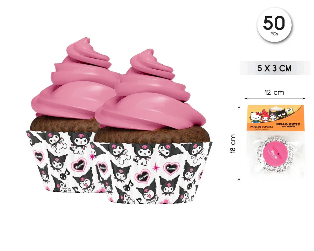 CAPSULA PAPEL CUPCAKE KUROMI HELLO KITTY - yupiparty
