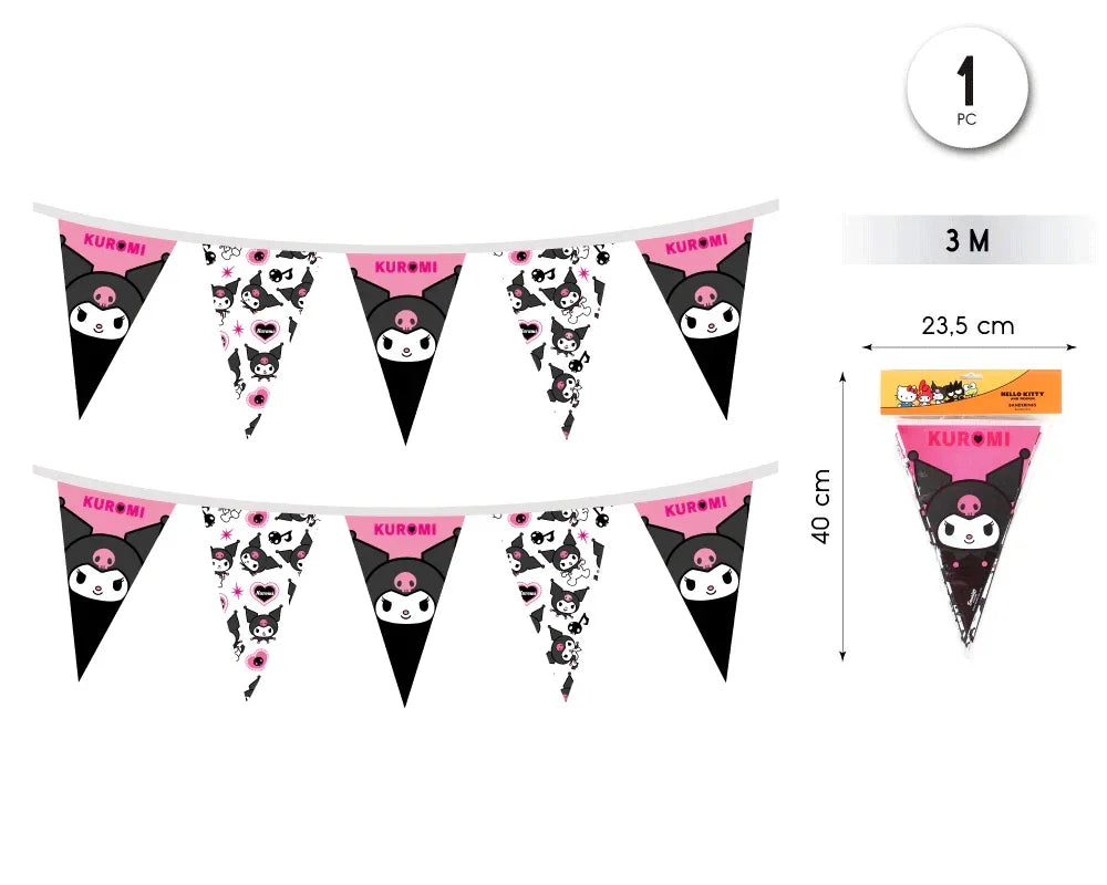 BANDERIN 3M KUROMI HELLO KITTY - yupiparty