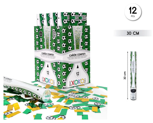 CAÑON CONFETTI FUTBOL 30CM - yupiparty