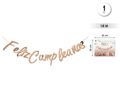 GUIRNALDA FELIZ CUMPLE ORO ROSA 1.8M - yupiparty