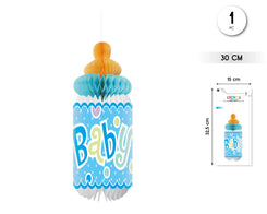 COLGANTE PANAL BOTELLA BIBERON AZUL 30CM - yupiparty